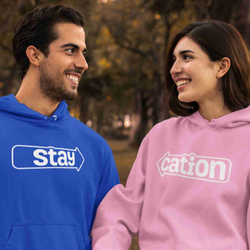 StayCation gift couple hoodies combo set