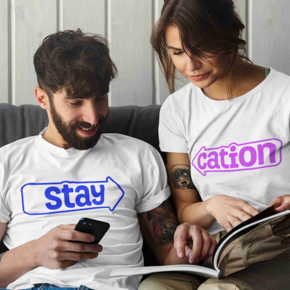 Staycation gift couple combo set t-shirts