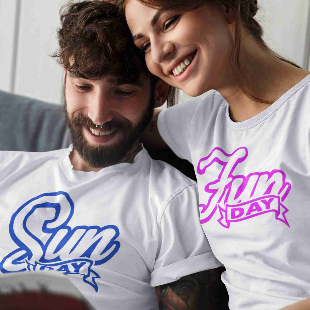 Sunday Funday gift couple t-shirt combo set