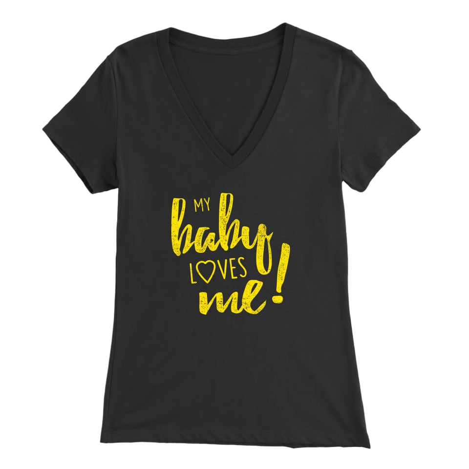 My Baby Loves Me t-shirt - Bella Womens V-Neck / Black / S -