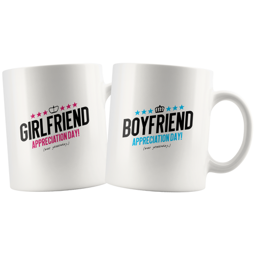 Girlfriend & Boyfriend Appreciation Day couples gift mugs