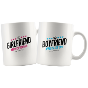 Girlfriend & Boyfriend Appreciation Day couples gift mugs