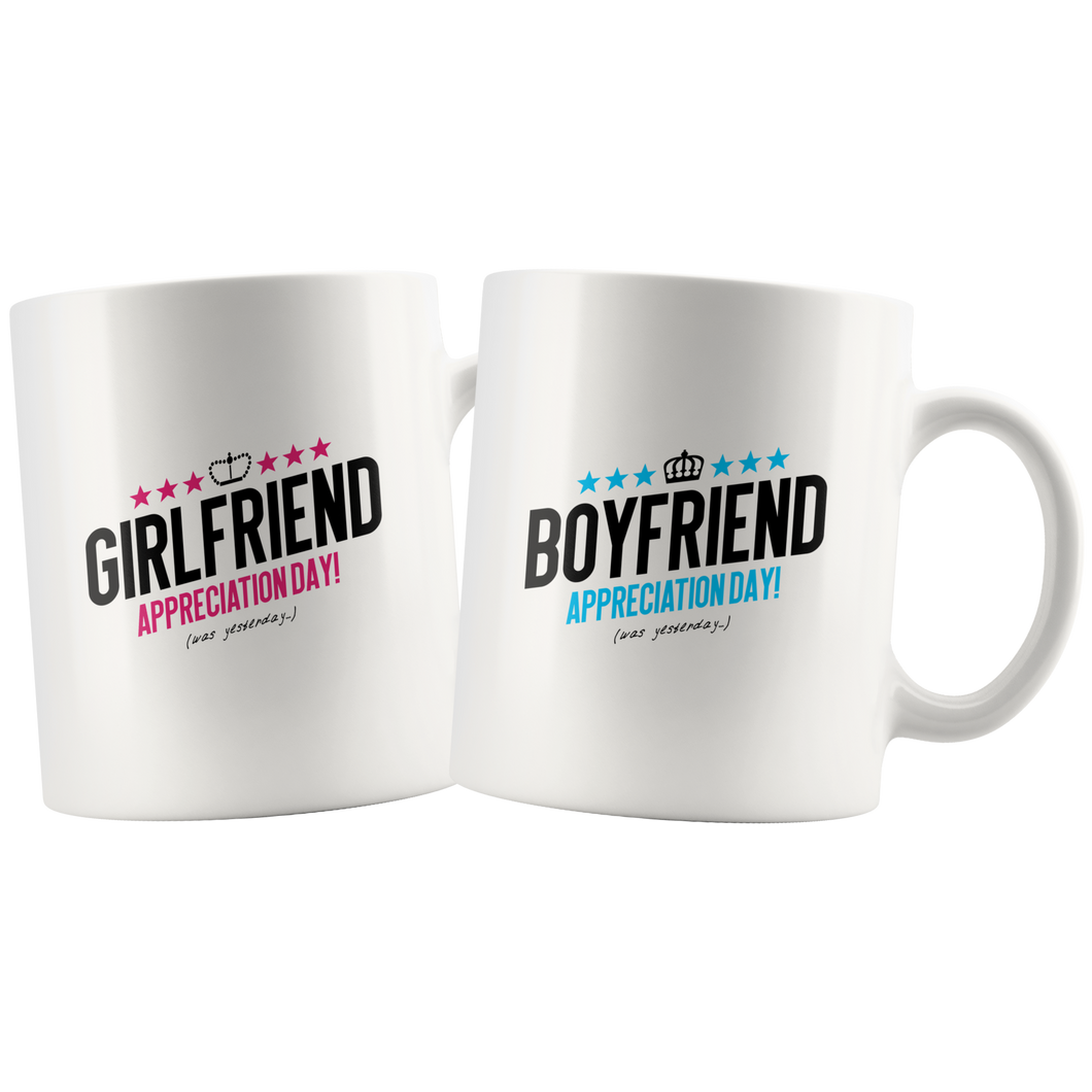 Girlfriend & Boyfriend Appreciation Day couples gift mugs