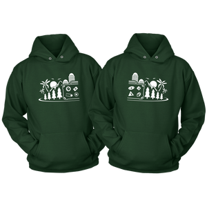 Vacation themed matching couple hoodies