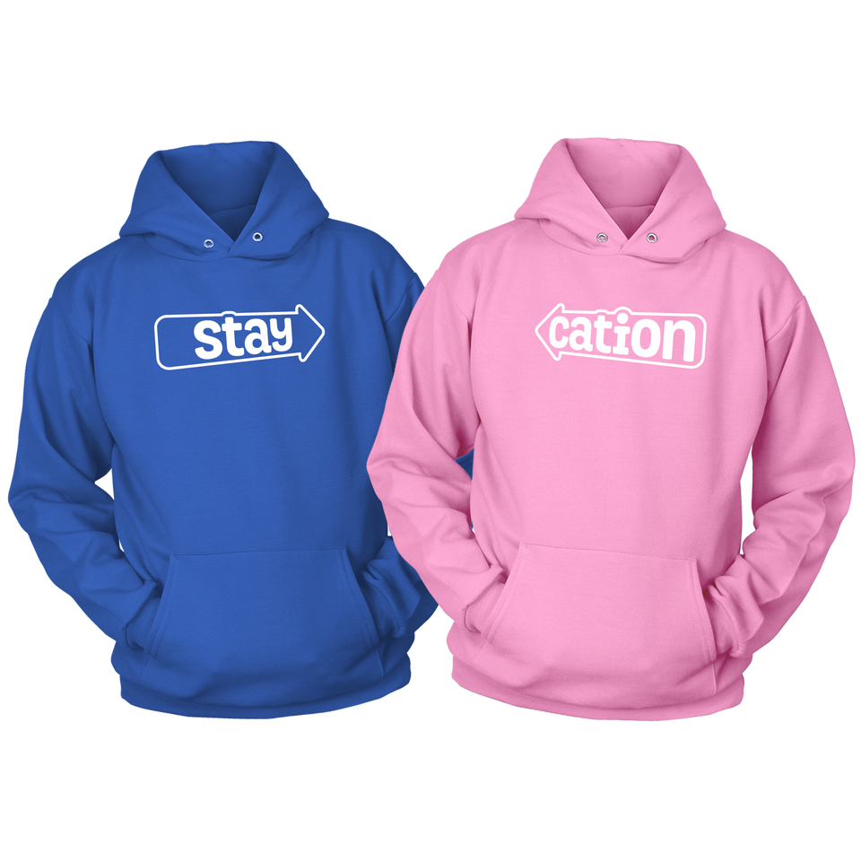 StayCation gift couple hoodies combo set